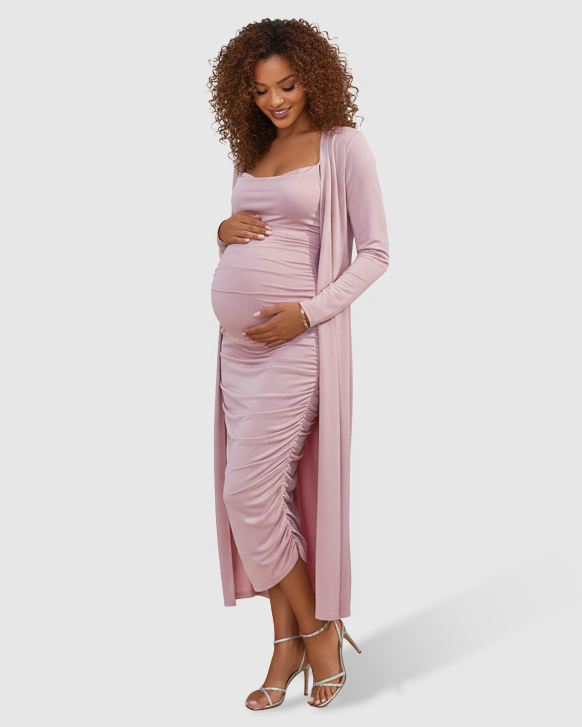 Side Ruched Slip Two Piece Maternity Set