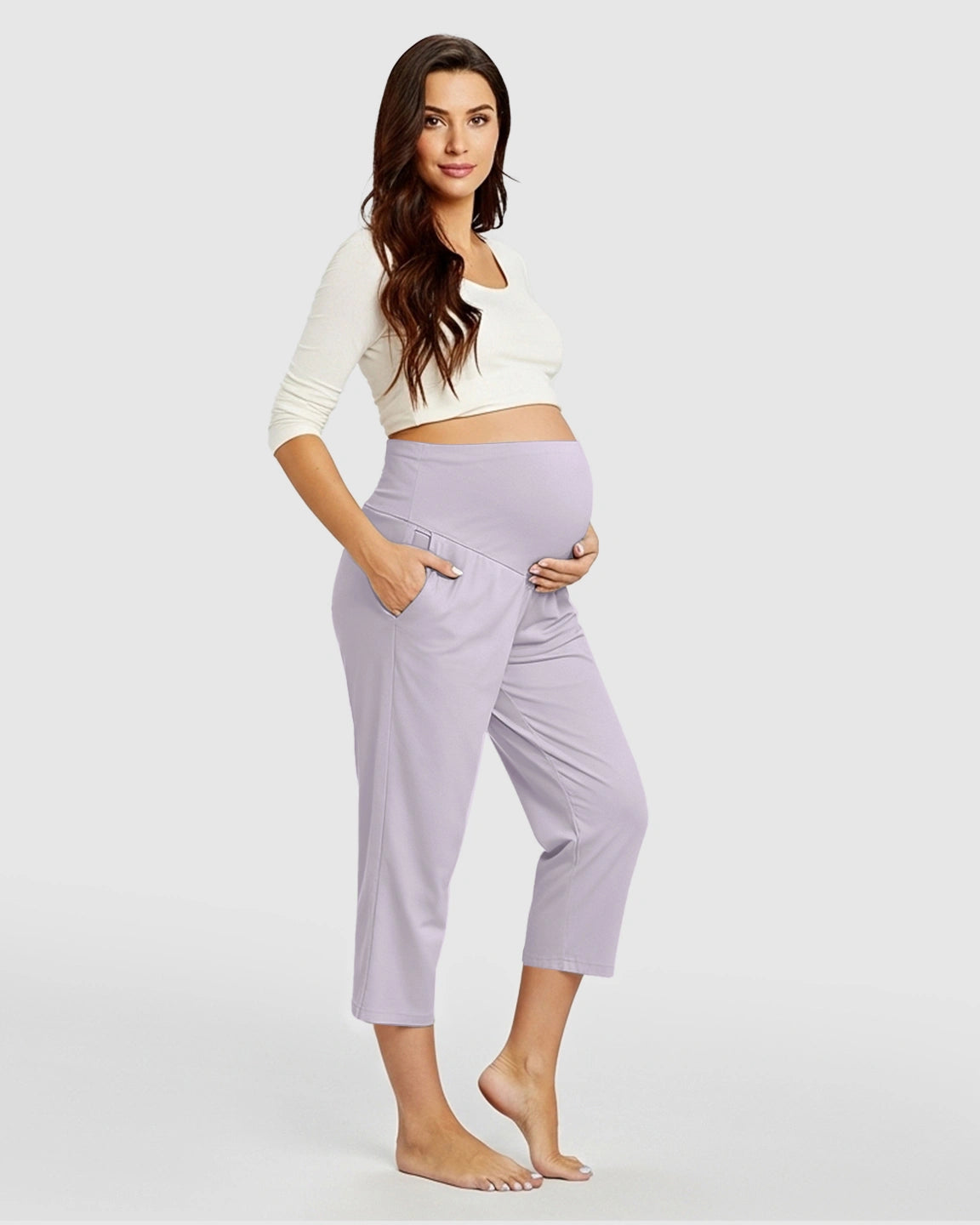 High-Waisted Maternity Capri Pants