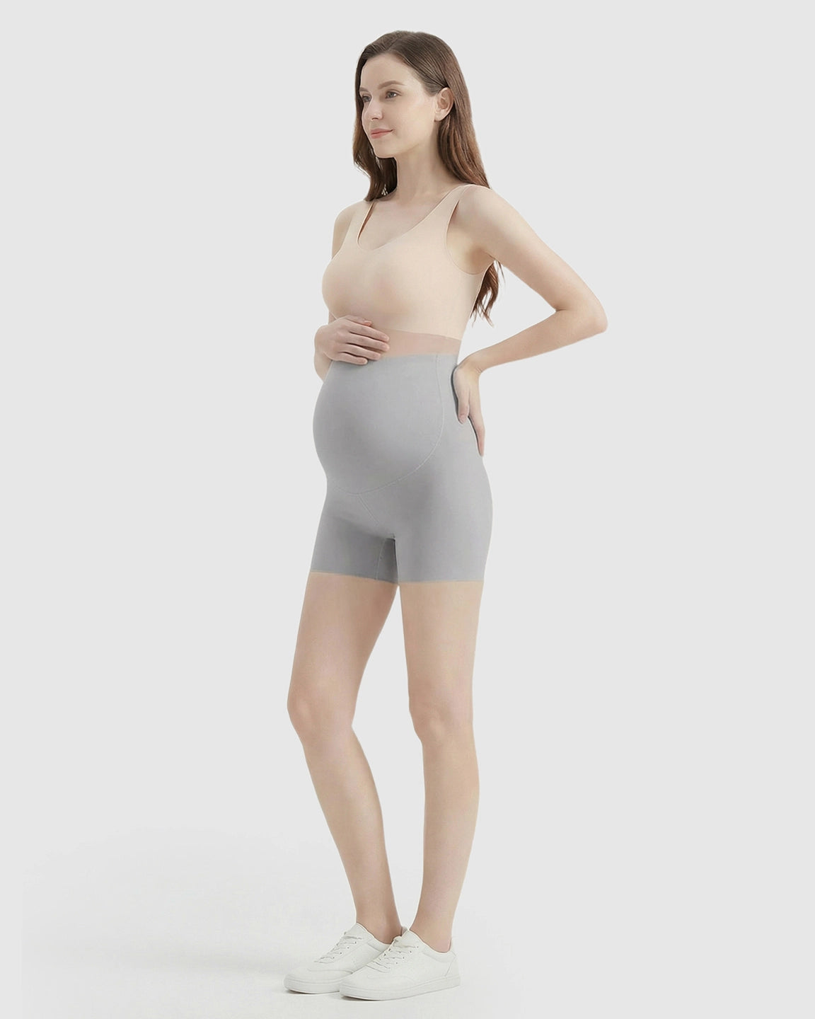 High-Waist Belly Support Seamless Slim Fit Maternity Shorts