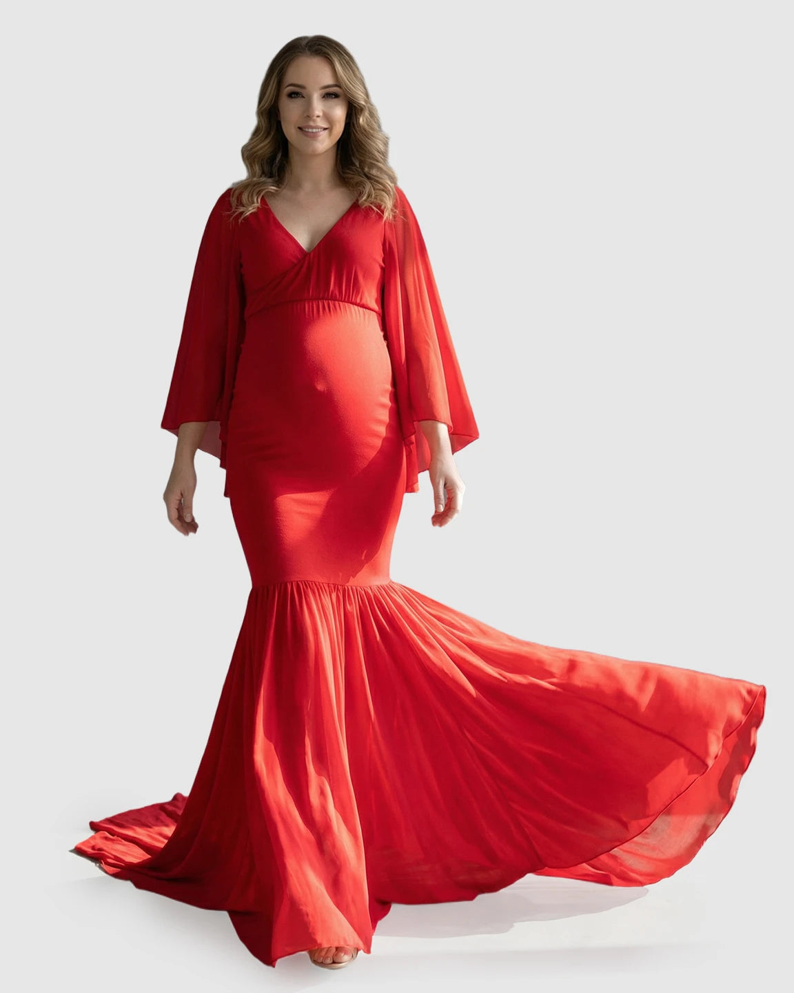 Trailing Hem Elegant Maternity Photoshoot Gown