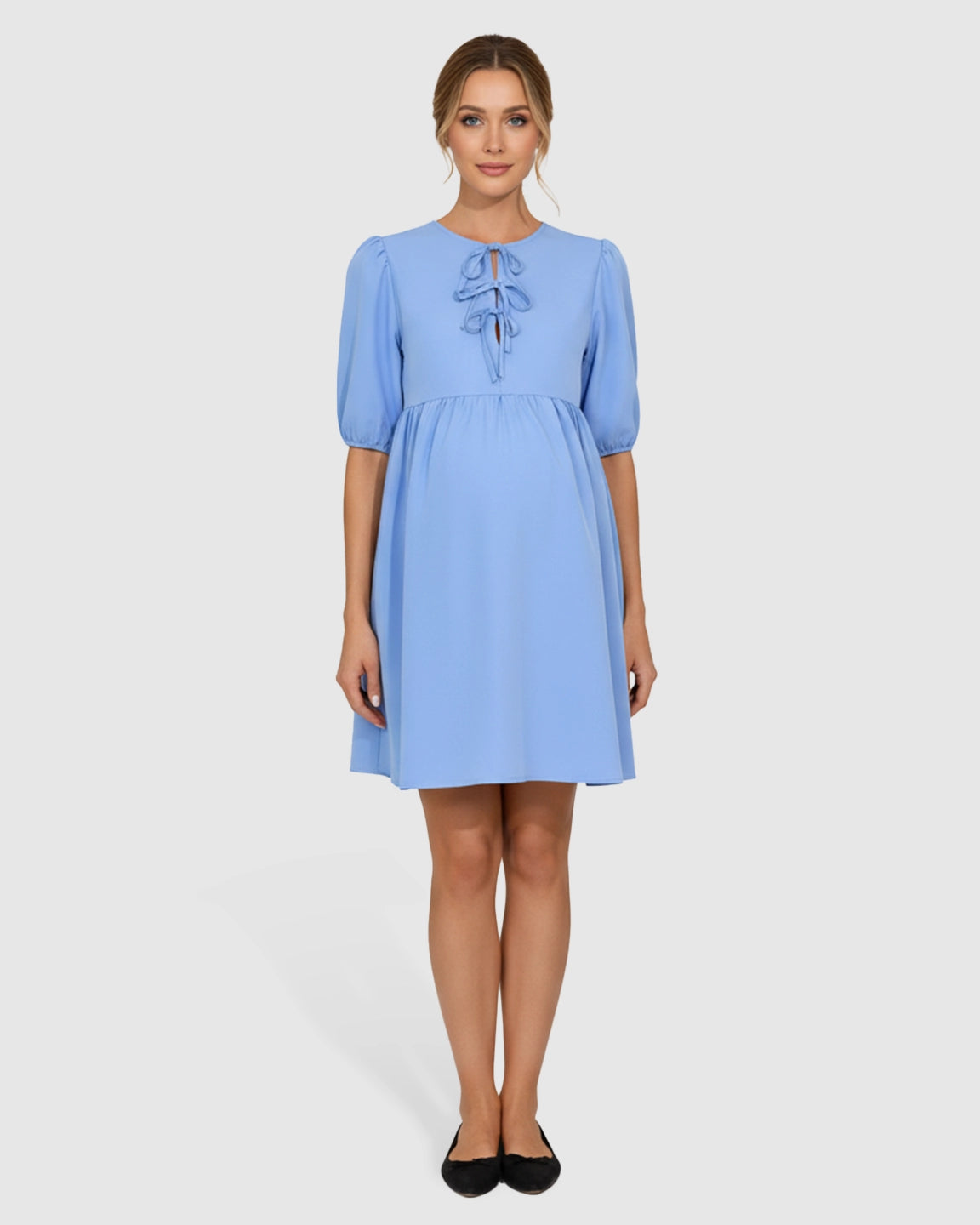 Tie-Neck Babydoll Maternity Dress