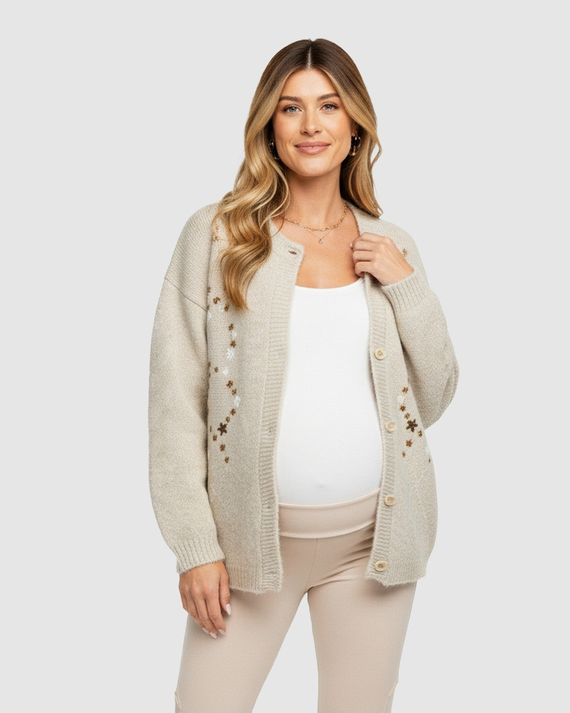 Soft Knit Single-Breasted Maternity Cardigan