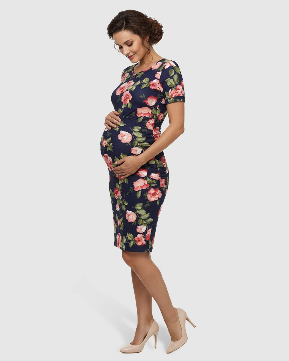 Floral Print Bodycon Maternity Dress