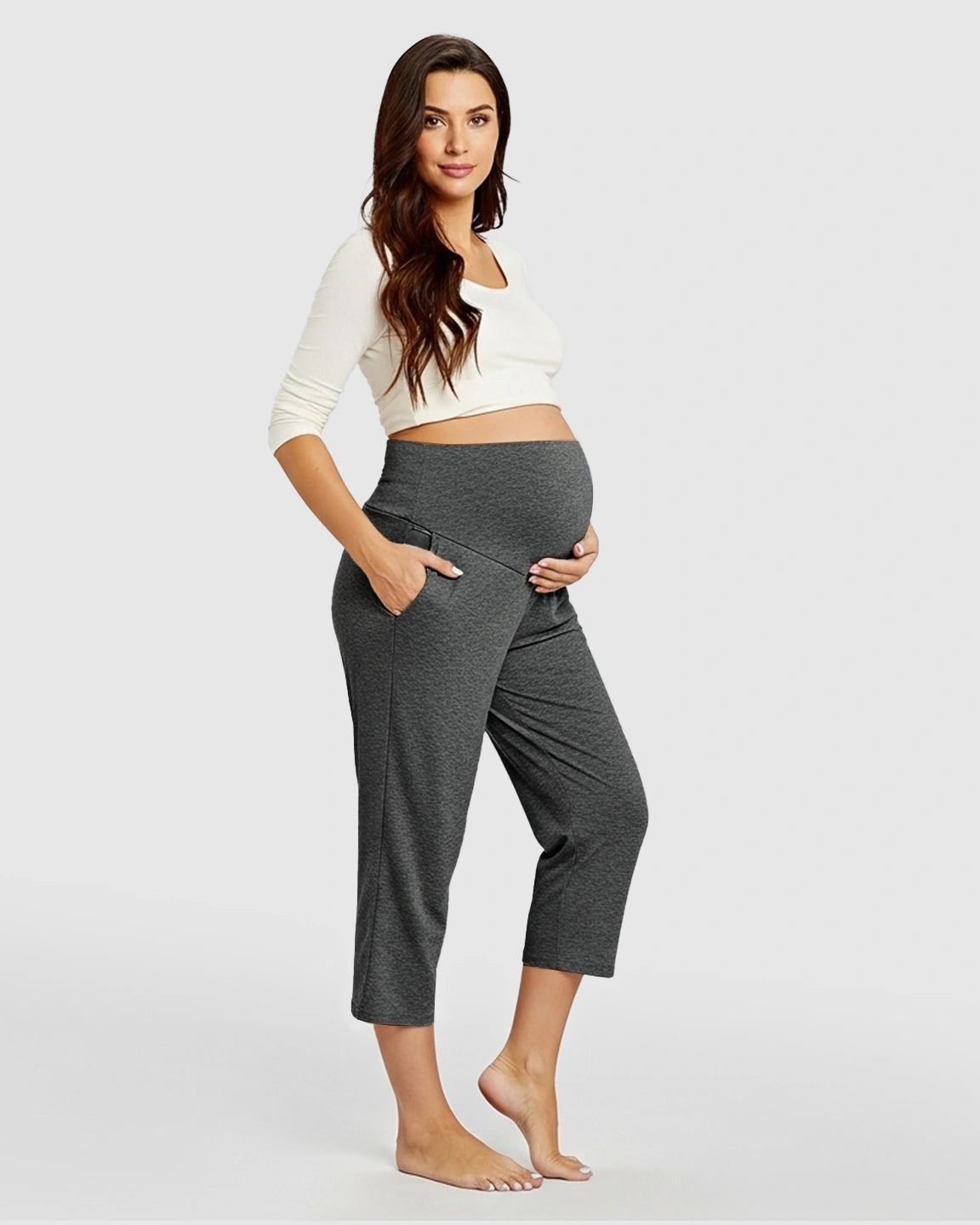 High-Waisted Maternity Capri Pants