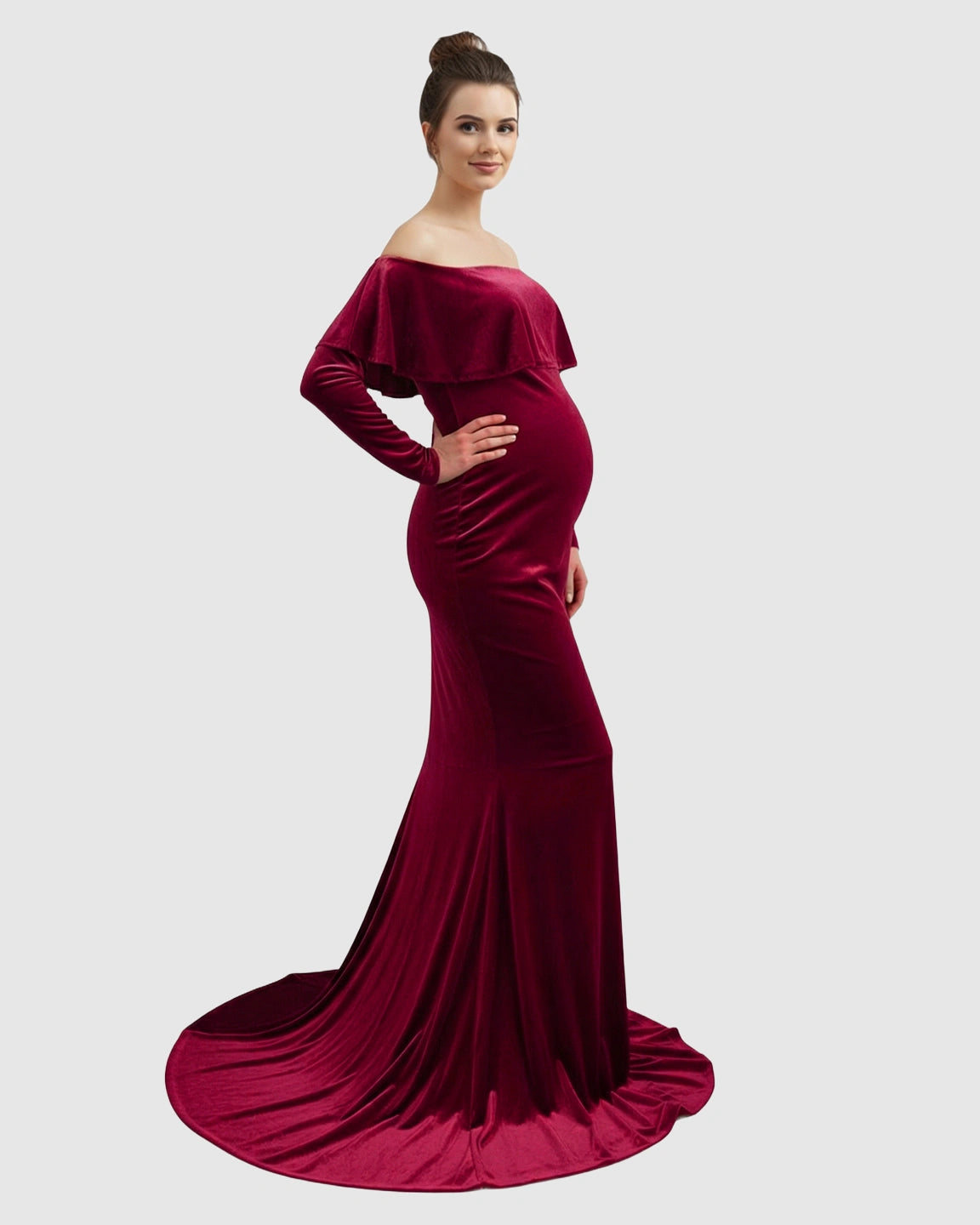 Off-Shoulder Fitted Maternity Photoshoot Dress