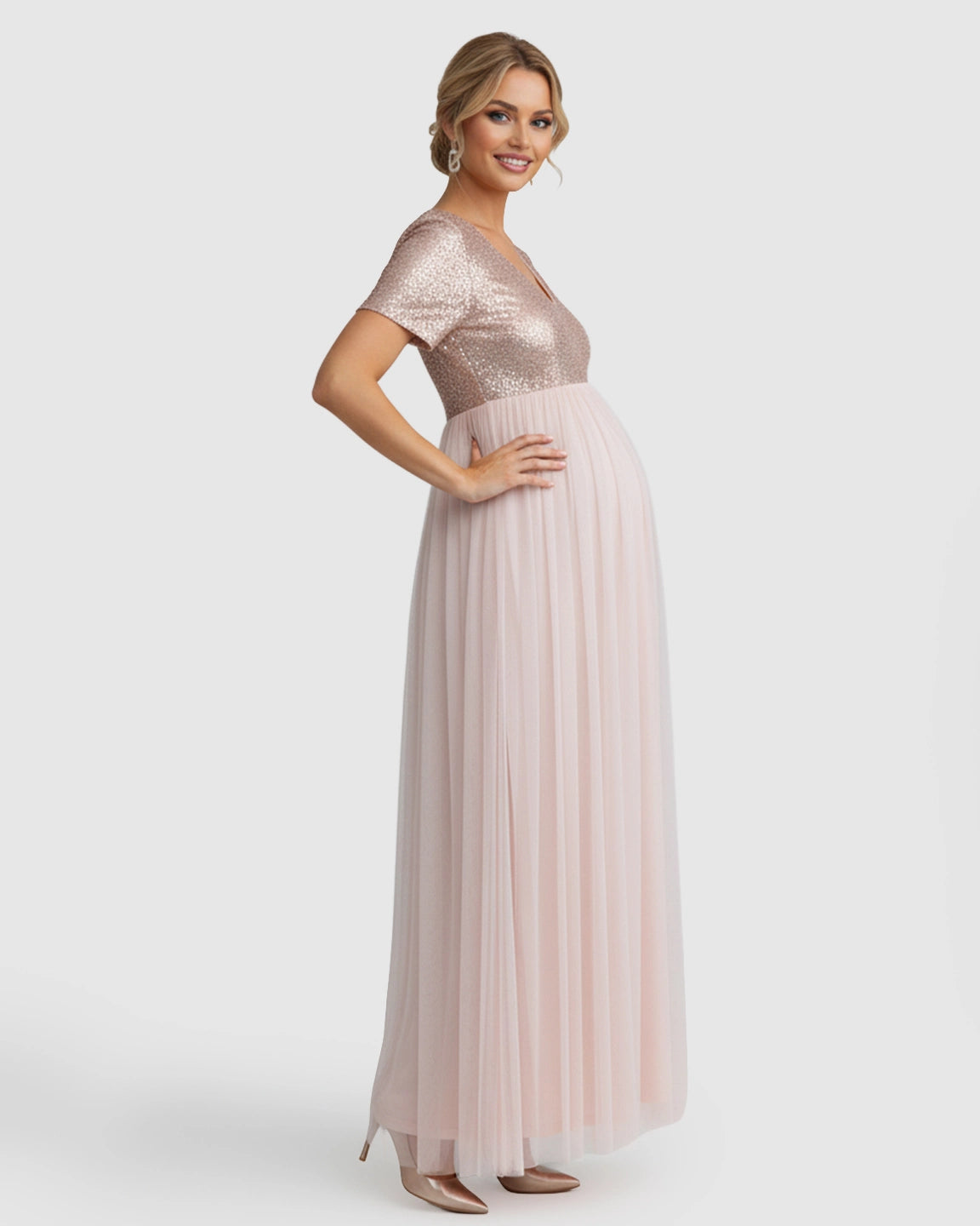 Sequin Bodice Glamorous Maternity Maxi Dress