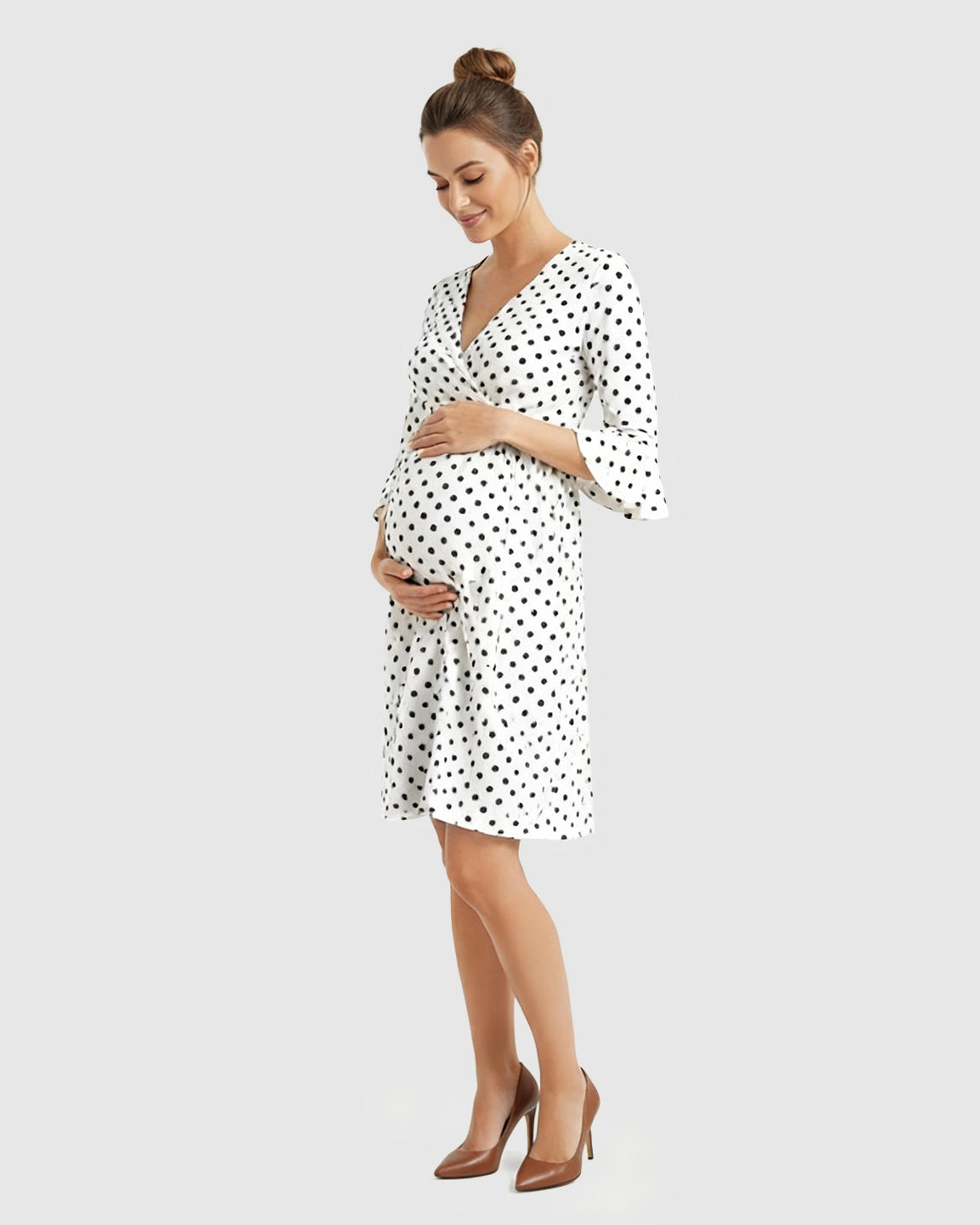 Polka Dot Empire Waist Maternity Short Dress