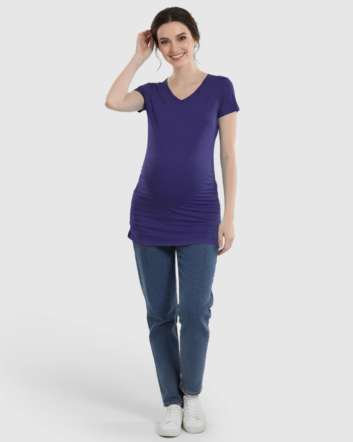 Short Sleeve Ruched Slim Fit Maternity Top
