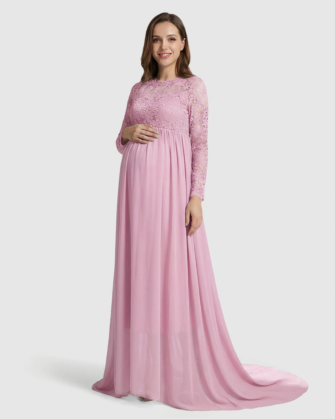 Lace Bodice Trailing Skirt Maternity Photoshoot Gown