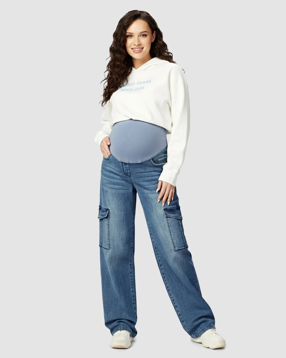 Vintage Loose Fit Cargo Maternity Jeans