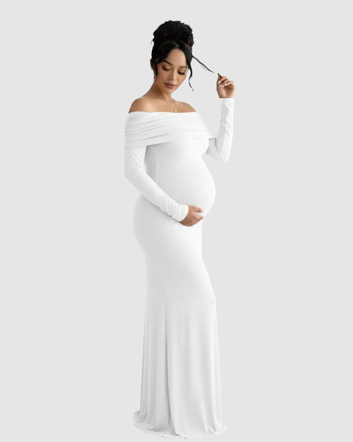 Off-Shoulder Cross-Back Maternity Evening Gown