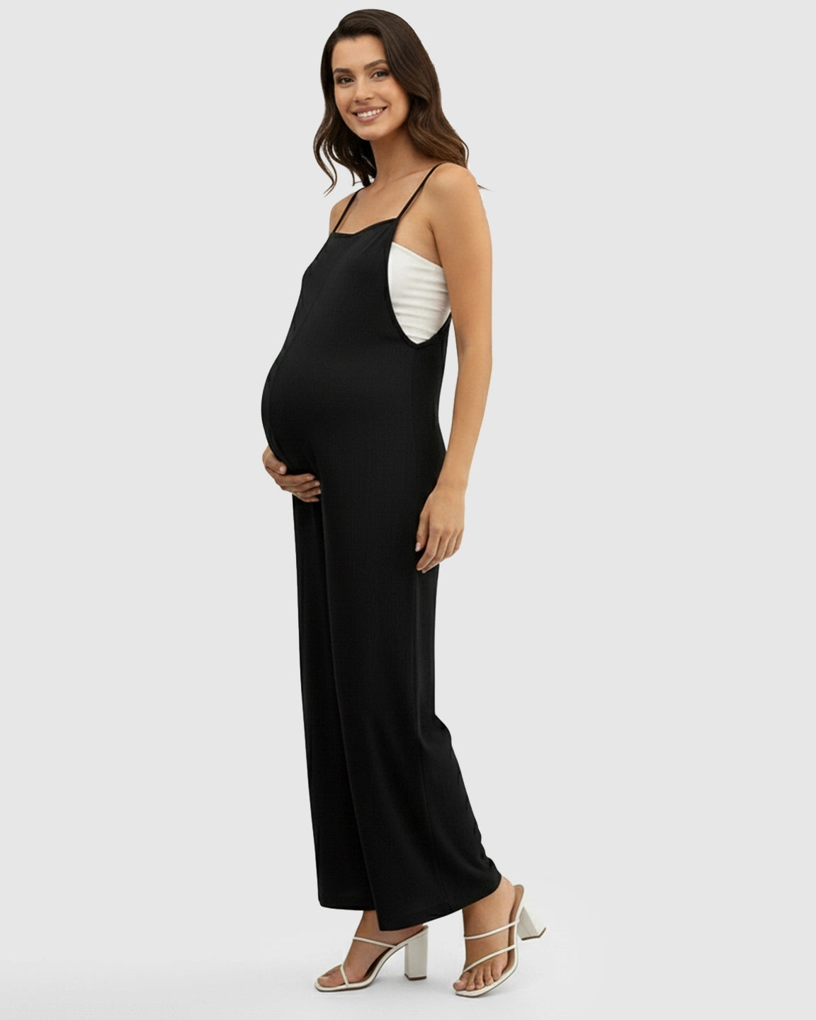 Spaghetti Strap Wide-Leg Maternity Jumpsuit
