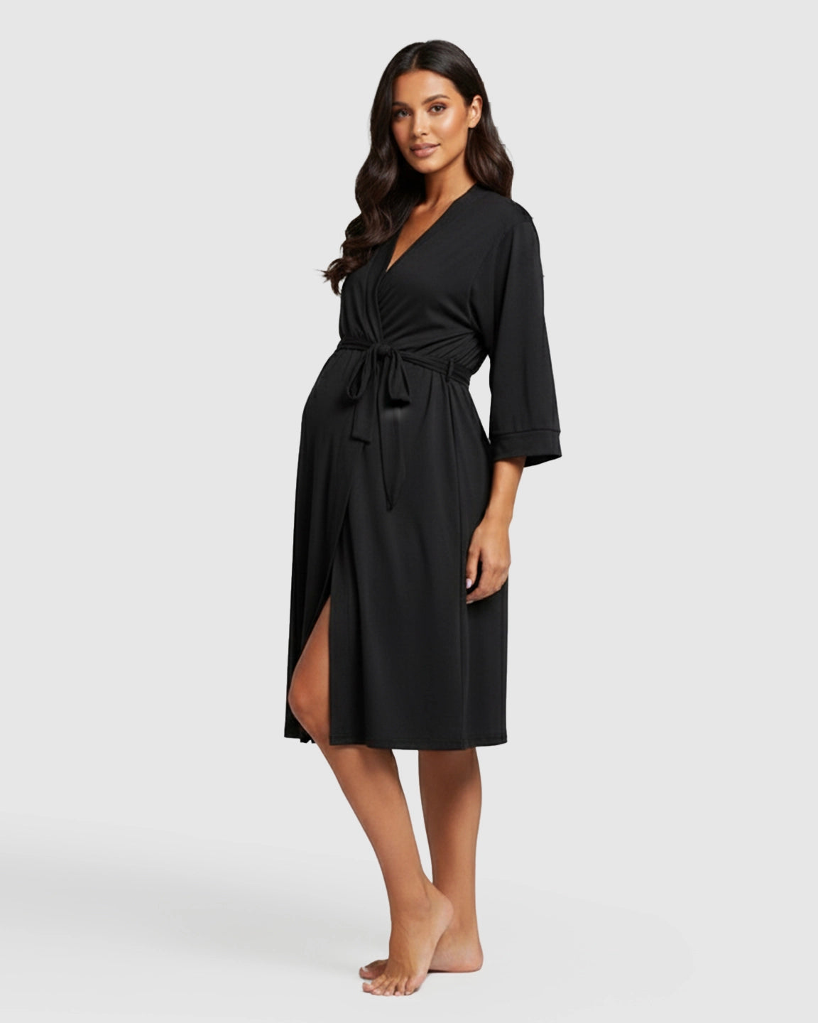 Mid-Length Classic Kimono Maternity & Postpartum Robe