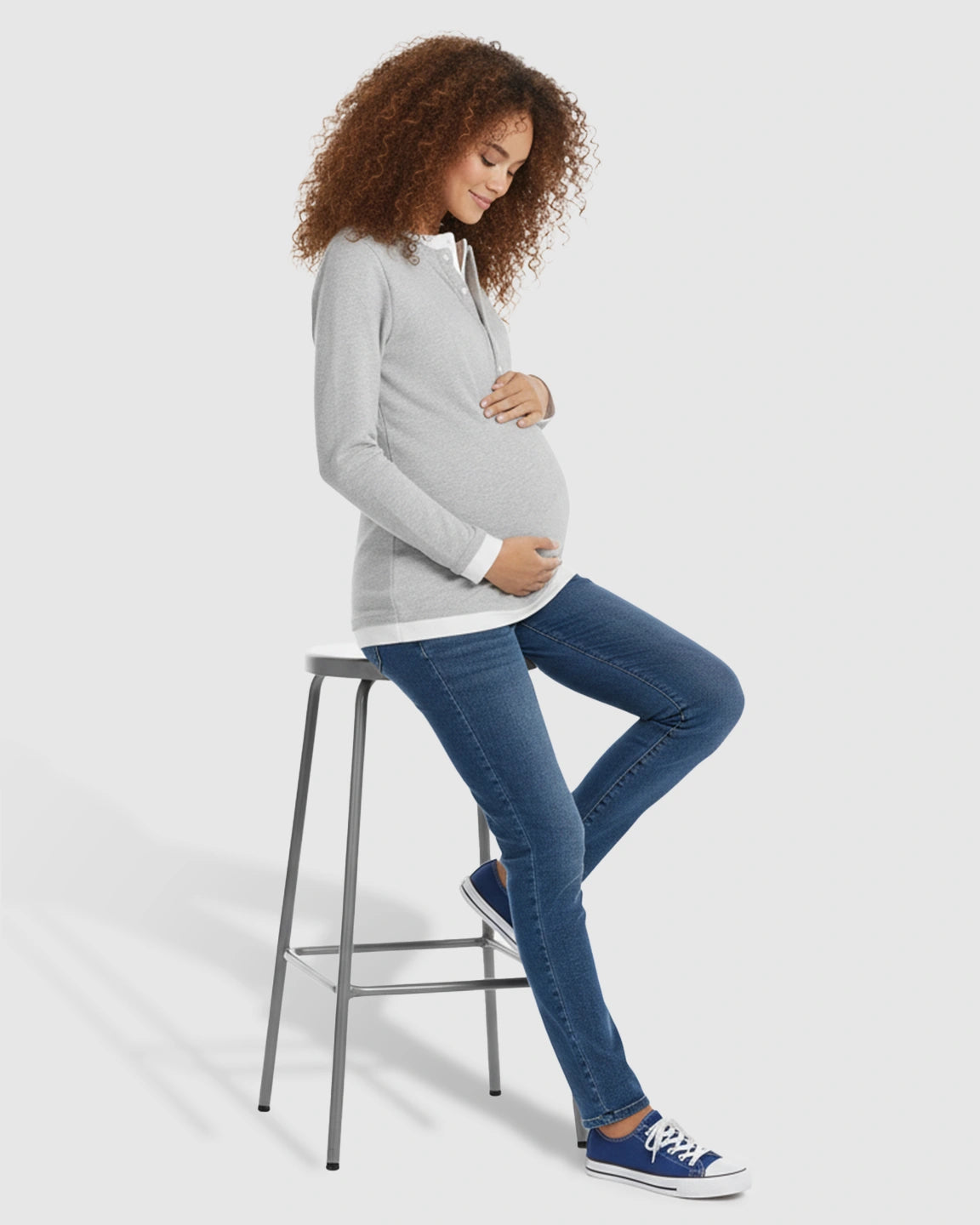 Button-Front Henley Maternity Top