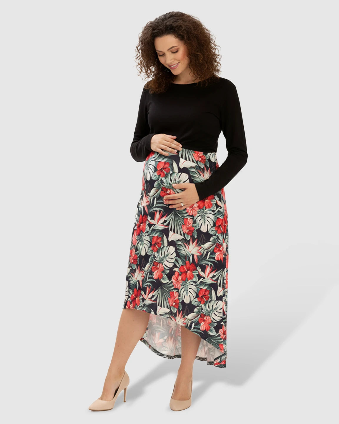 Two-Piece Floral Nursing & Maternity Maxi Dress