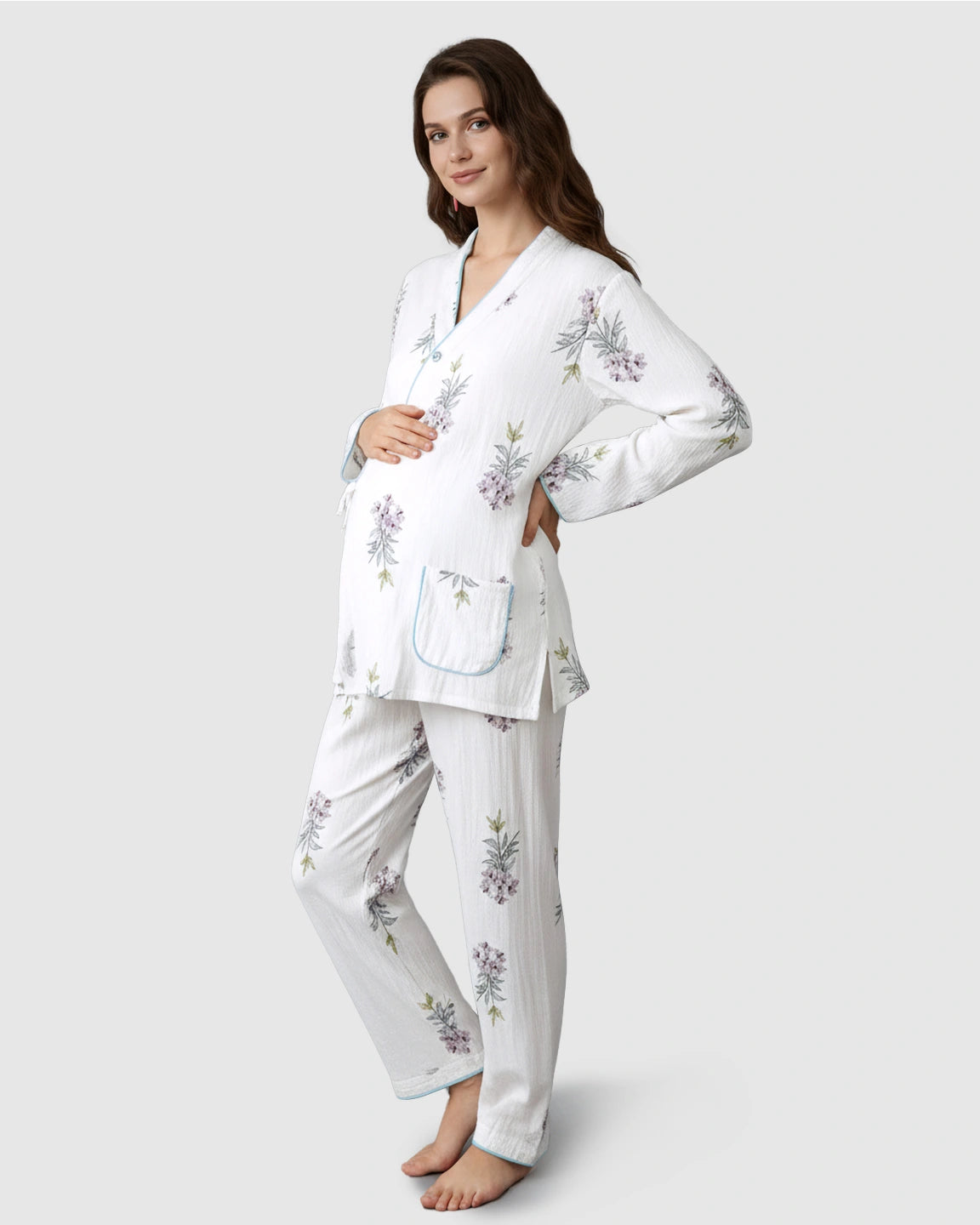 Cotton-Muslin Japanese-Style Maternity Sleepwear Set