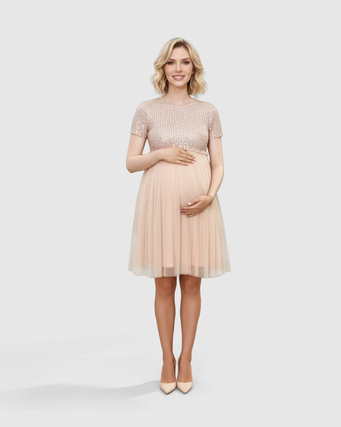 Sequin Empire-Waist Maternity Midi Dress