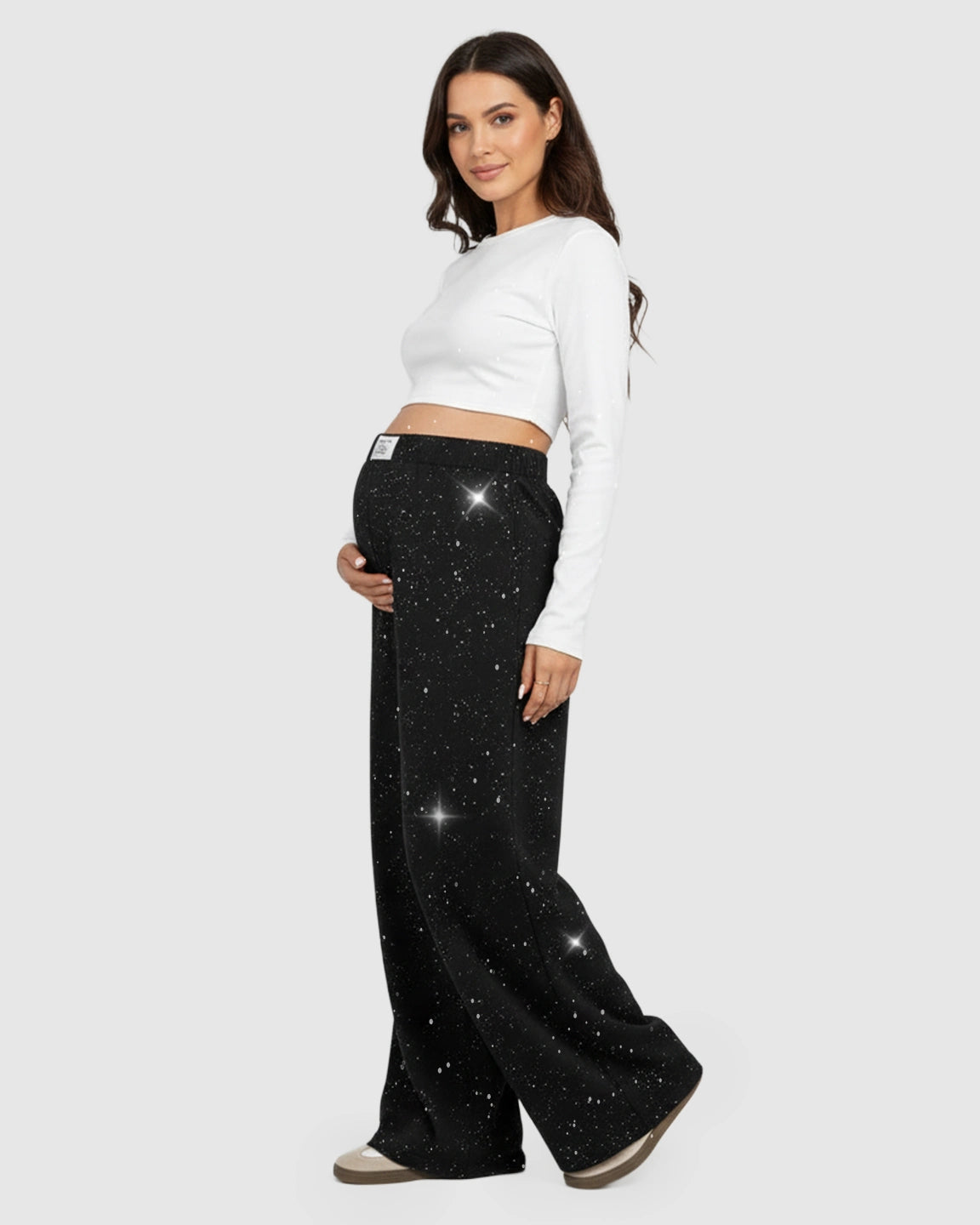Starry Print Wide-Leg Maternity Pants