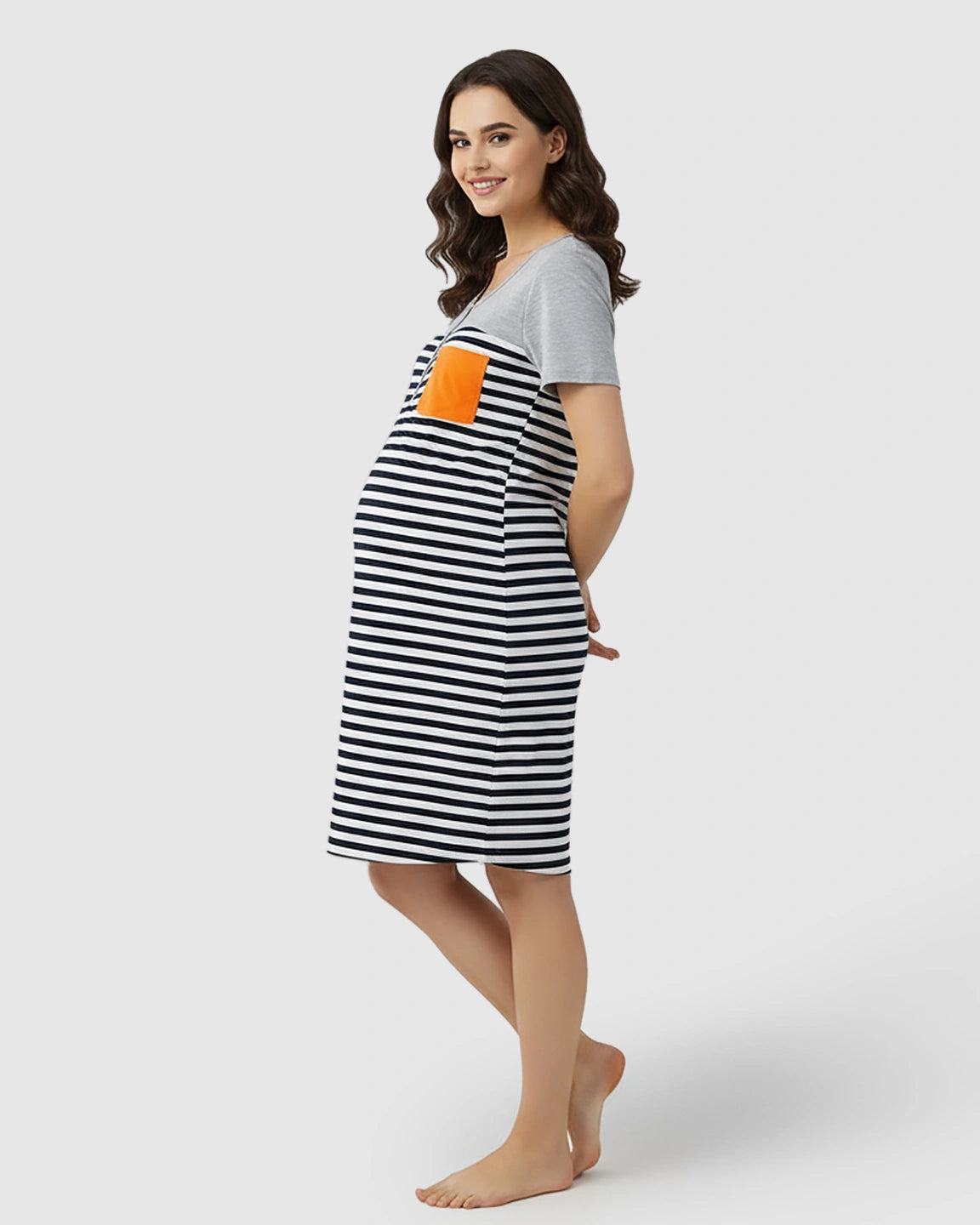 Nursing Access Relaxed-Fit Maternity Midi Dress