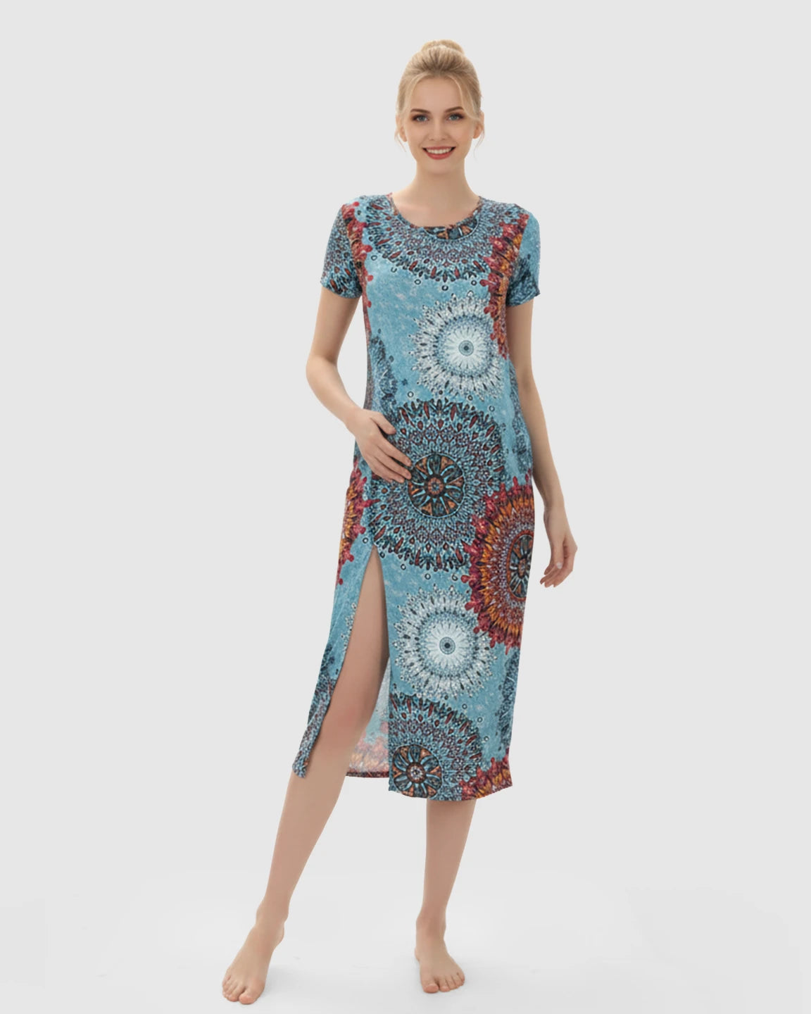 Relaxed-Fit Printed Maternity Midi Dress