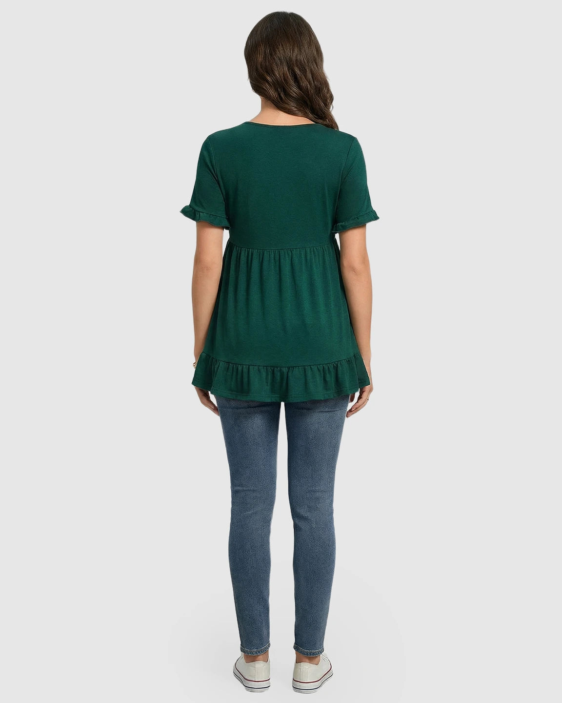 Ruffled-Sleeve Flowy-Fit Maternity Top