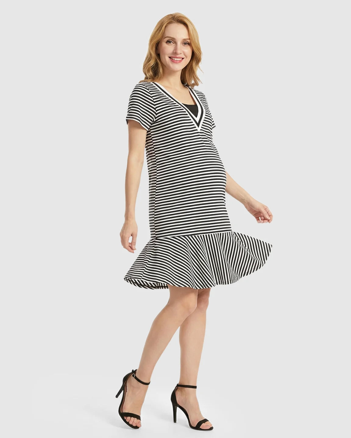 Easy Nursing Access Classic Stripes Maternity & Nursing Dress