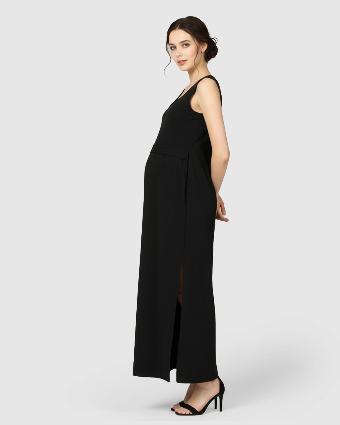 Side-Slit Casual Maternity Maxi Dress