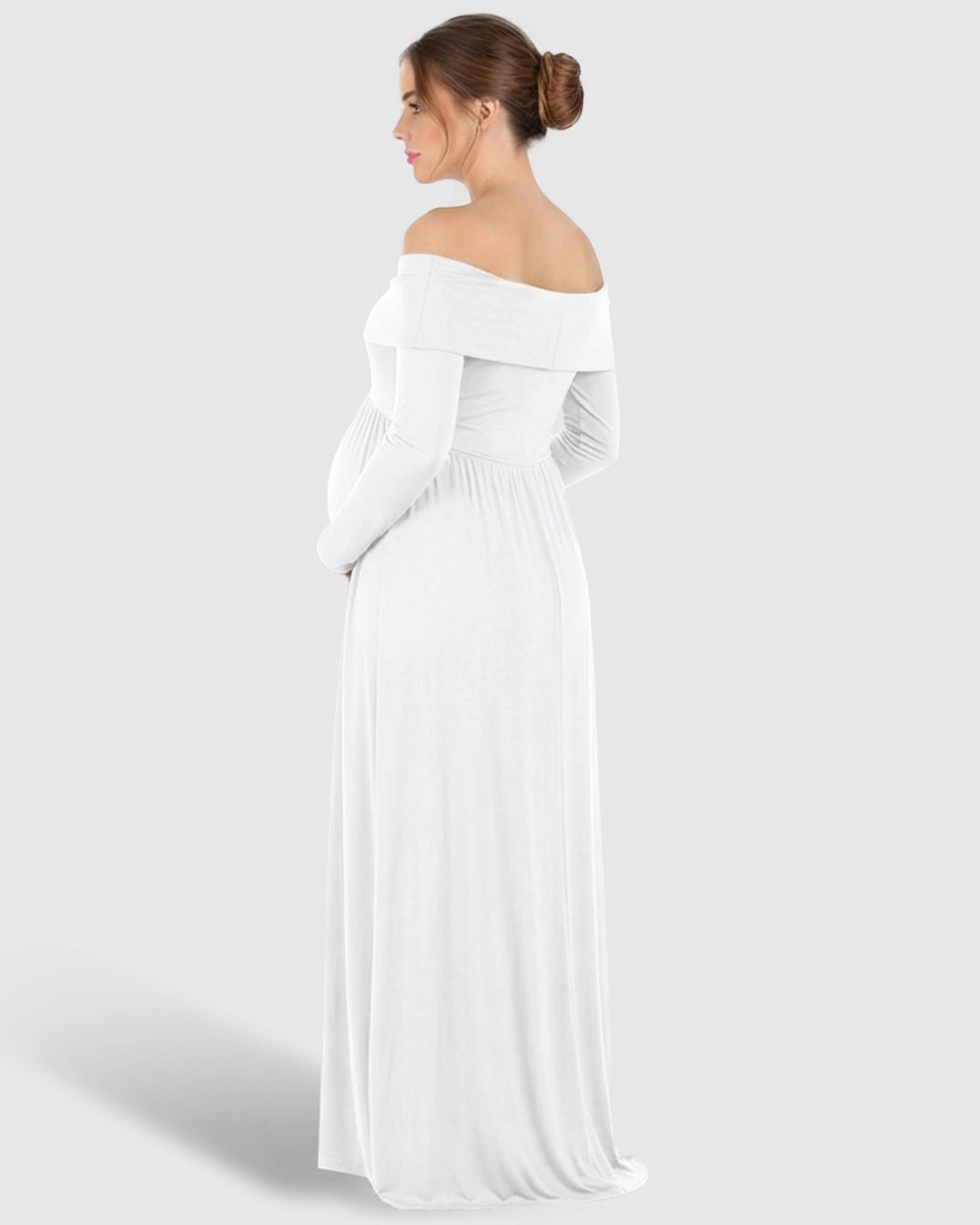 Off-Shoulder Floor-Length Maternity Gown