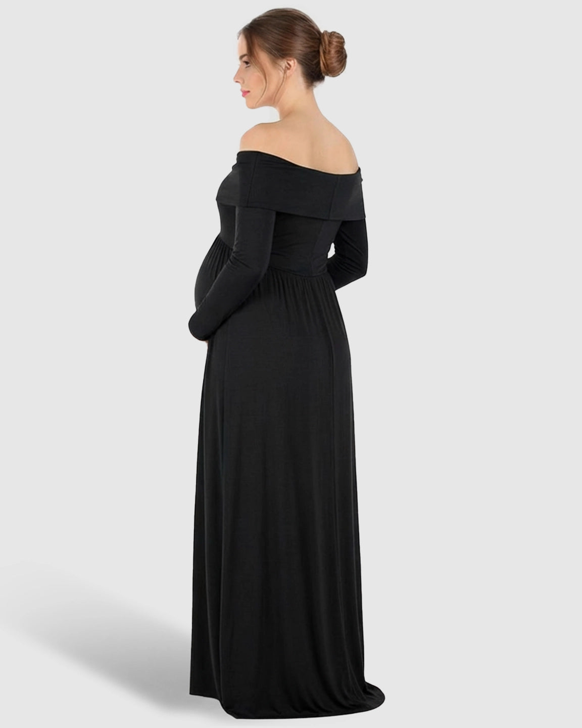 Off-Shoulder Floor-Length Maternity Gown