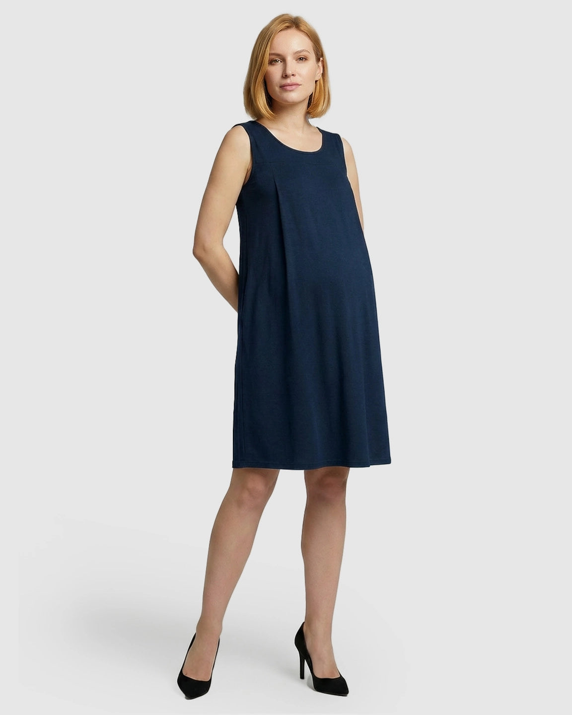 Discreet Nursing Opening Casual Maternity Midi Dress
