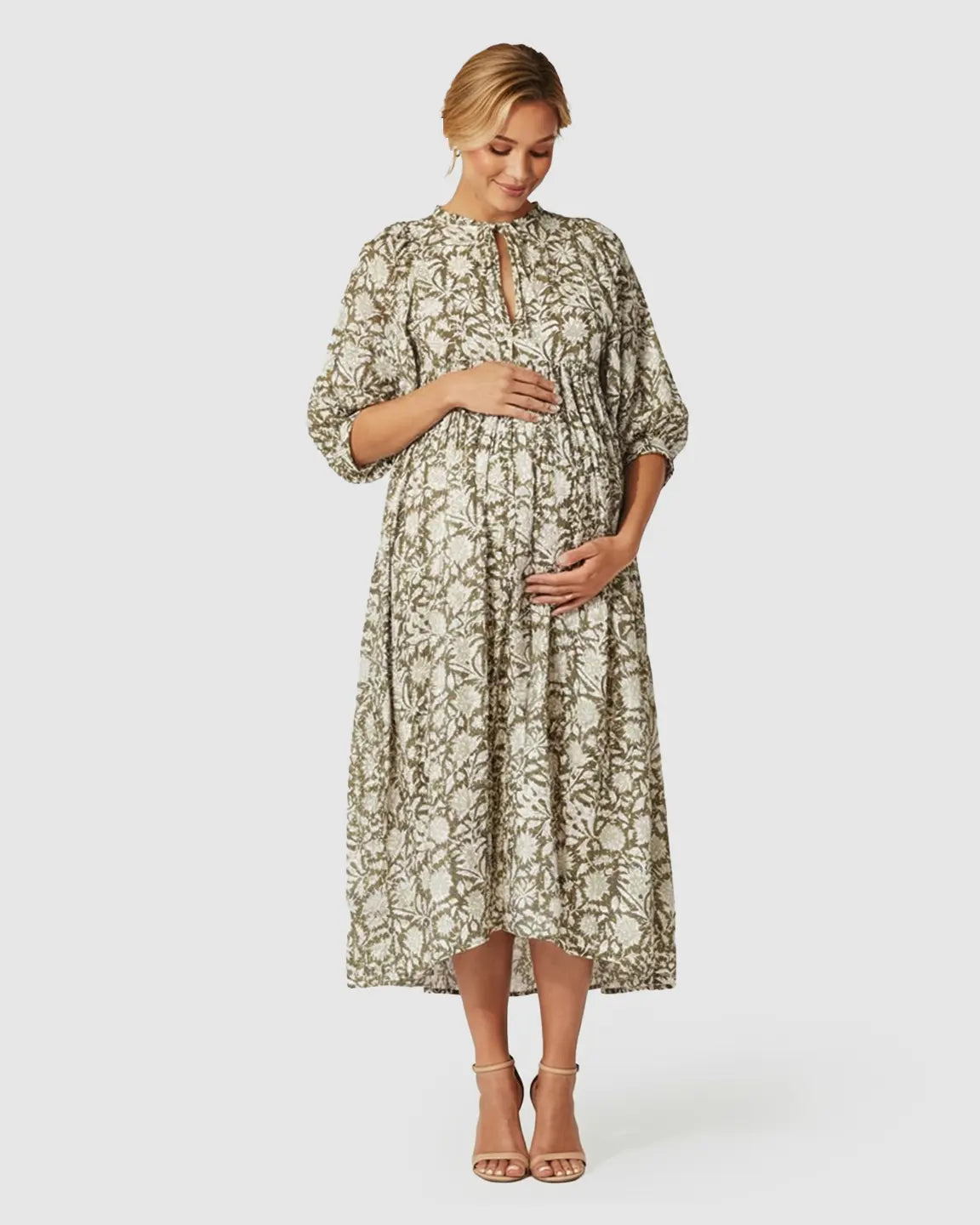 Flowy Cotton Boho Maternity Midi Dress
