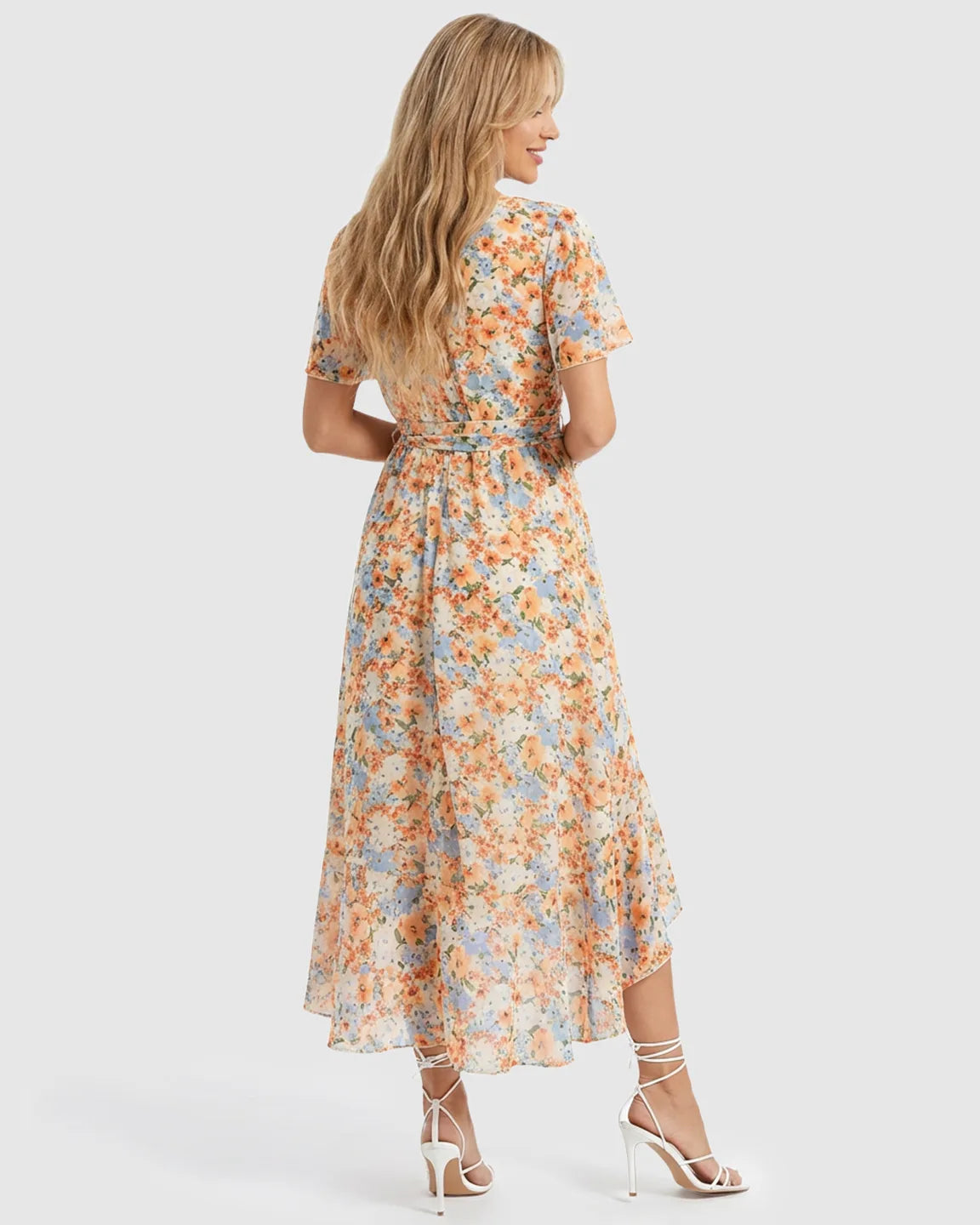 Flowy Floral Wrap Maternity Midi Dress