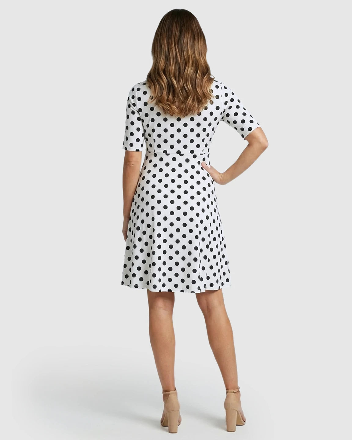 Adjustable Wrap Polka Dot Maternity Midi Dress