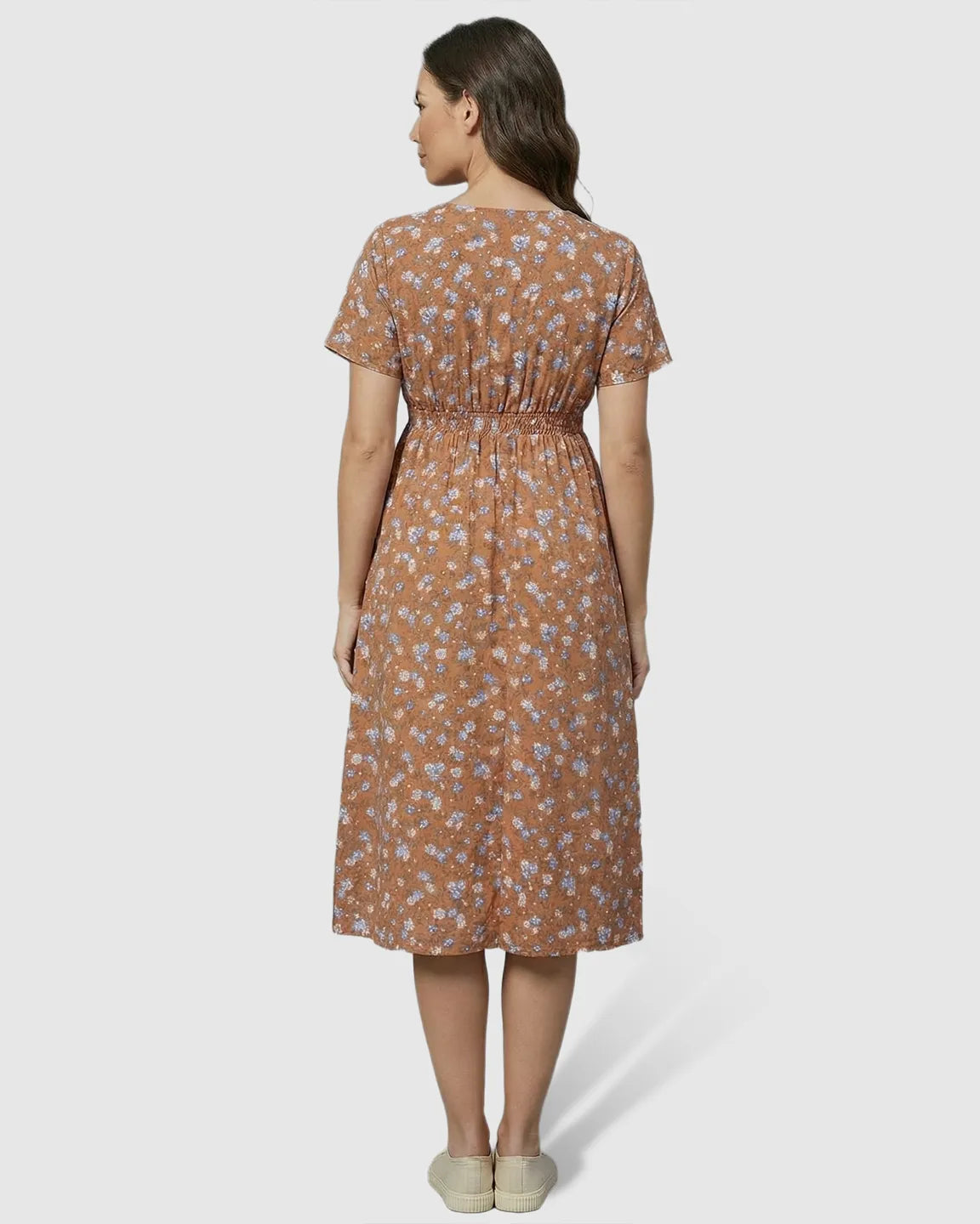 Stretch-Waist A-Line Maternity Midi Dress