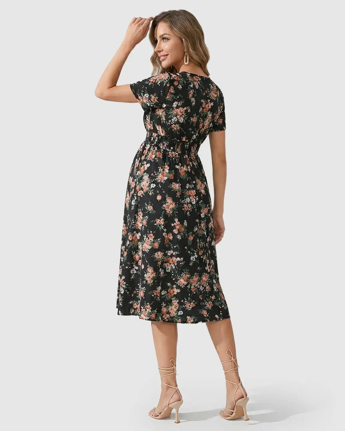 Stretch-Waist A-Line Maternity Midi Dress