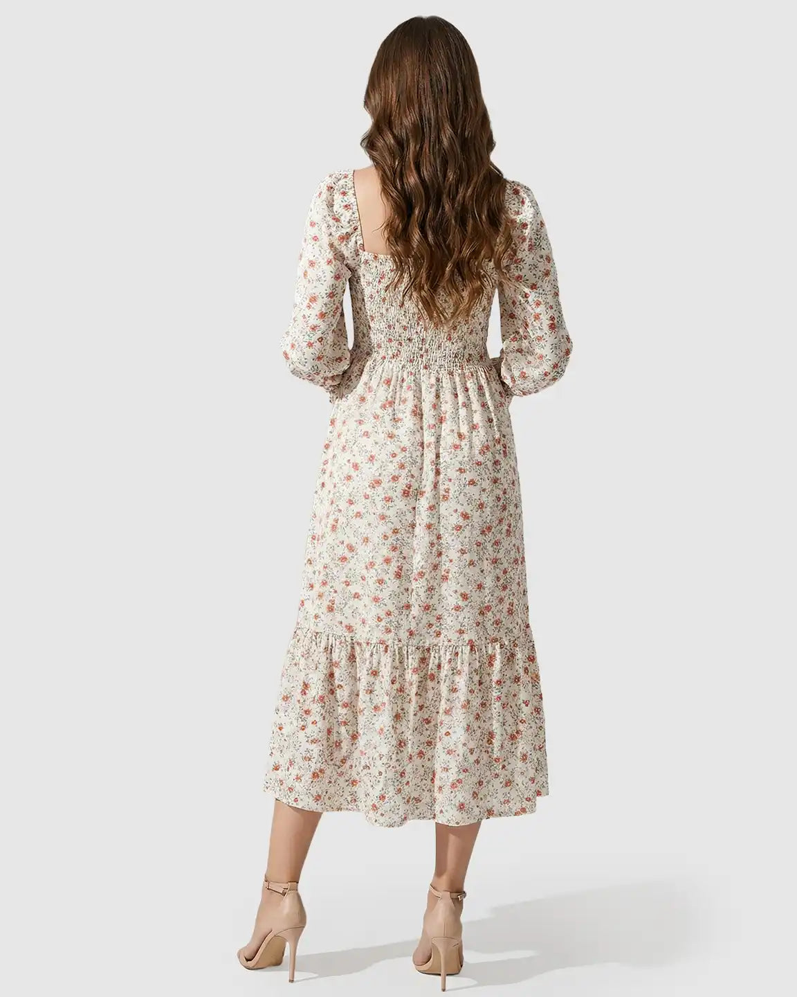 Smocked Boho Style Maternity Midi Dress