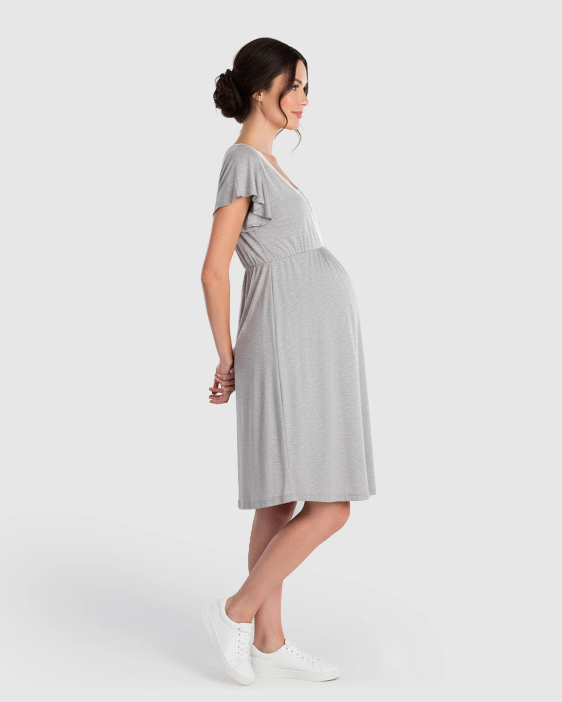 Lace-Trim V-Neck Maternity & Nursing Nightdress