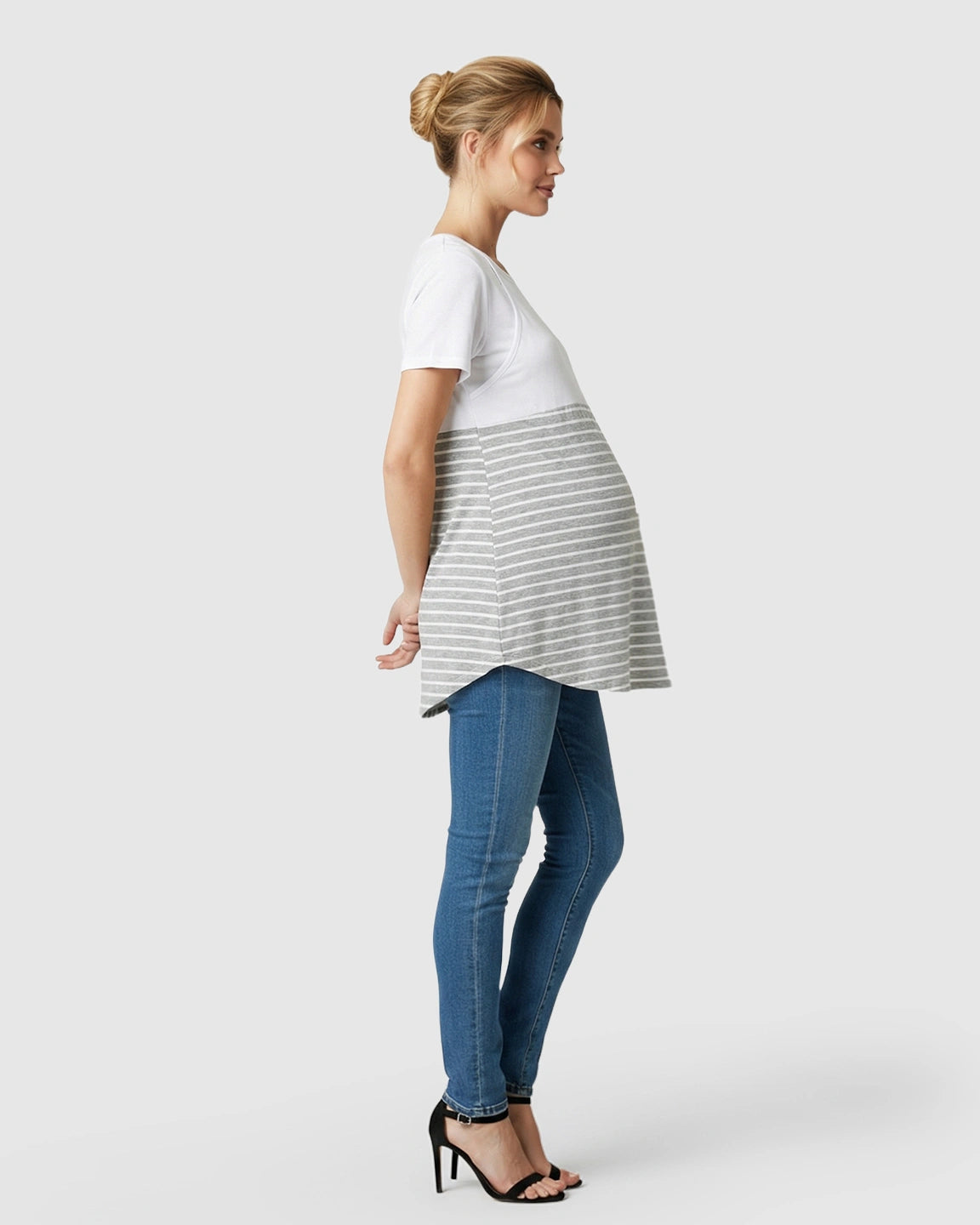 Lift-Up Access Striped Nursing & Maternity Top