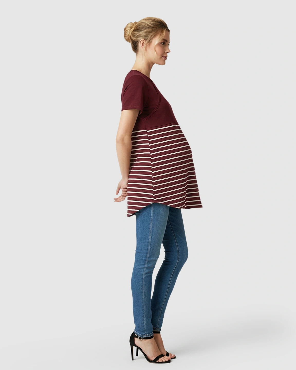 Lift-Up Access Striped Nursing & Maternity Top