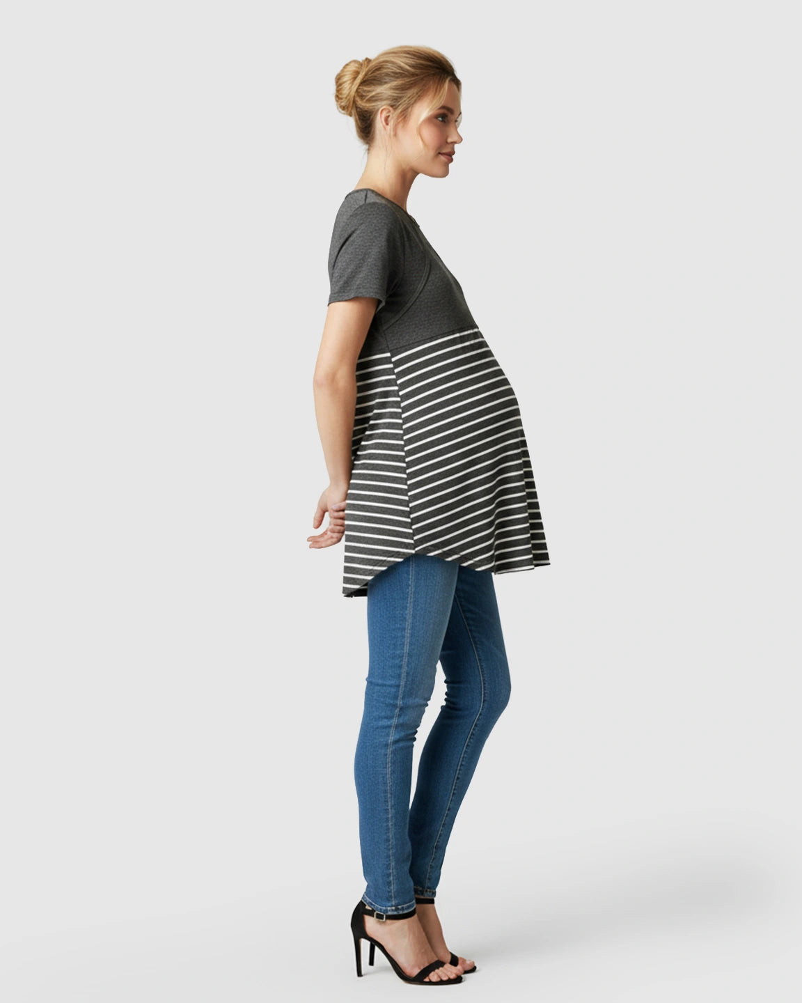 Lift-Up Access Striped Nursing & Maternity Top