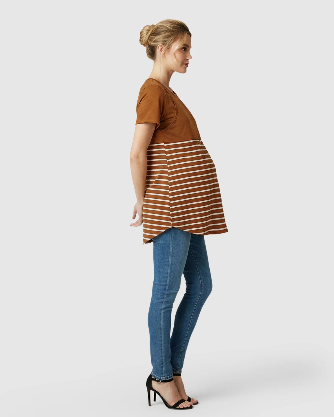 Lift-Up Access Striped Nursing & Maternity Top