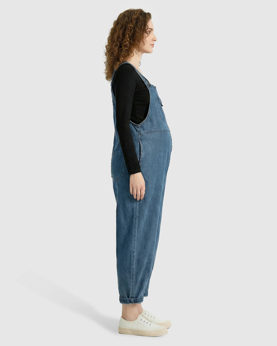 Loose-Fit Denim Maternity Overalls