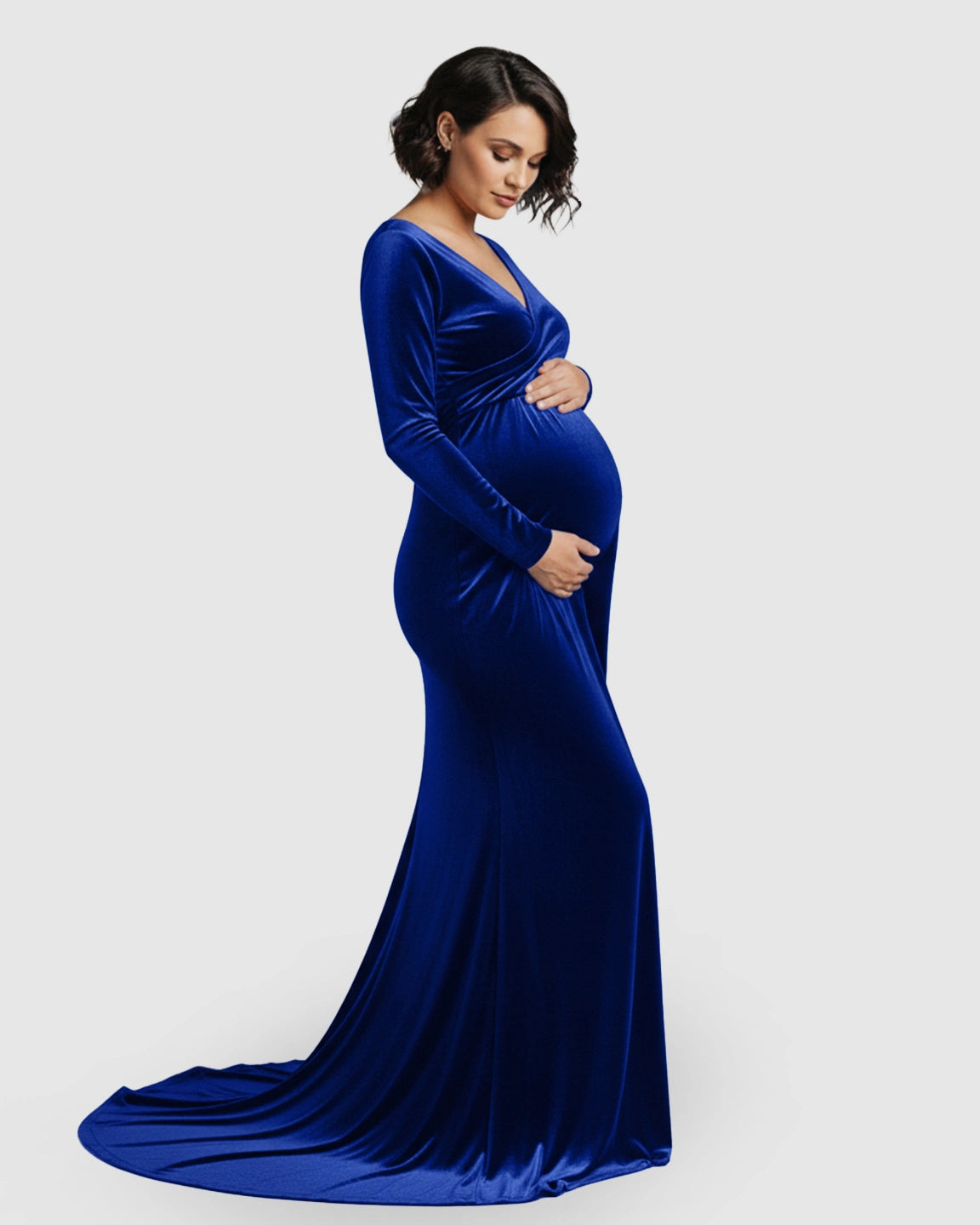 Off-Shoulder Velvet Maternity Gown