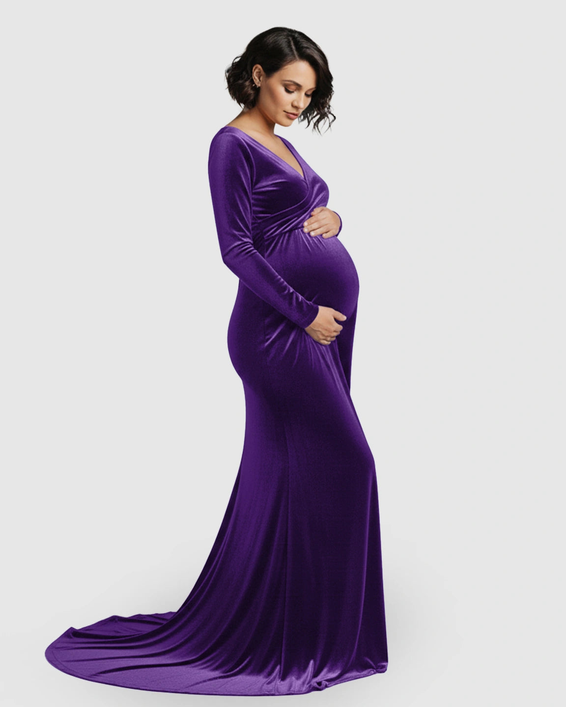 Off-Shoulder Velvet Maternity Gown