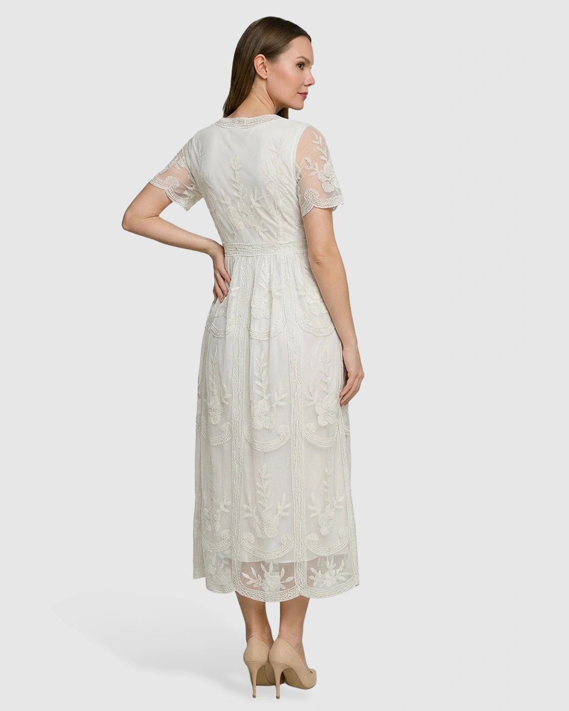 Lace Swing Maternity Midi Dress