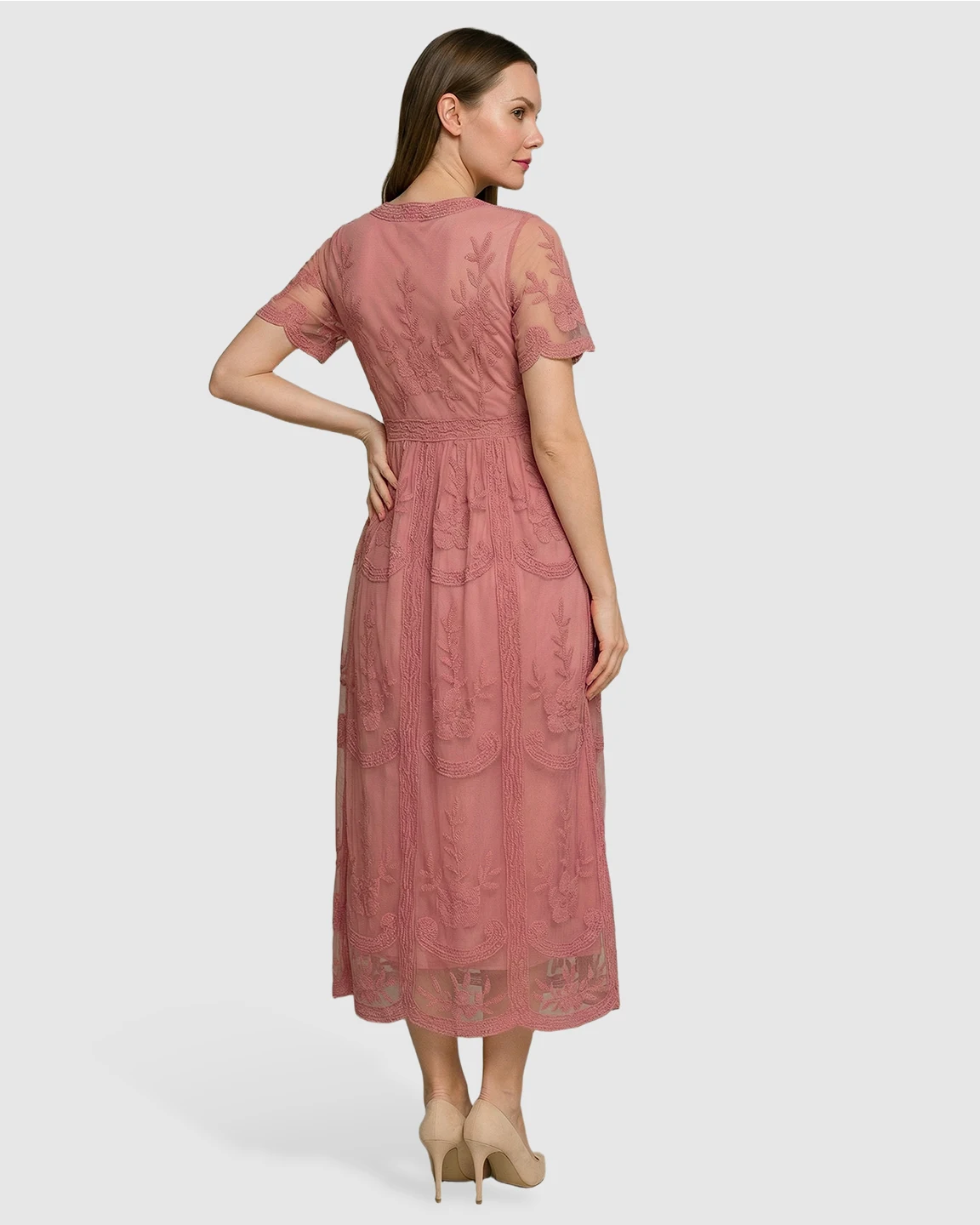 Lace Swing Maternity Midi Dress