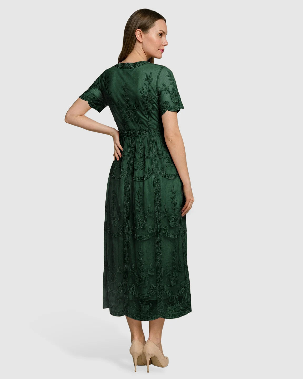 Lace Swing Maternity Midi Dress