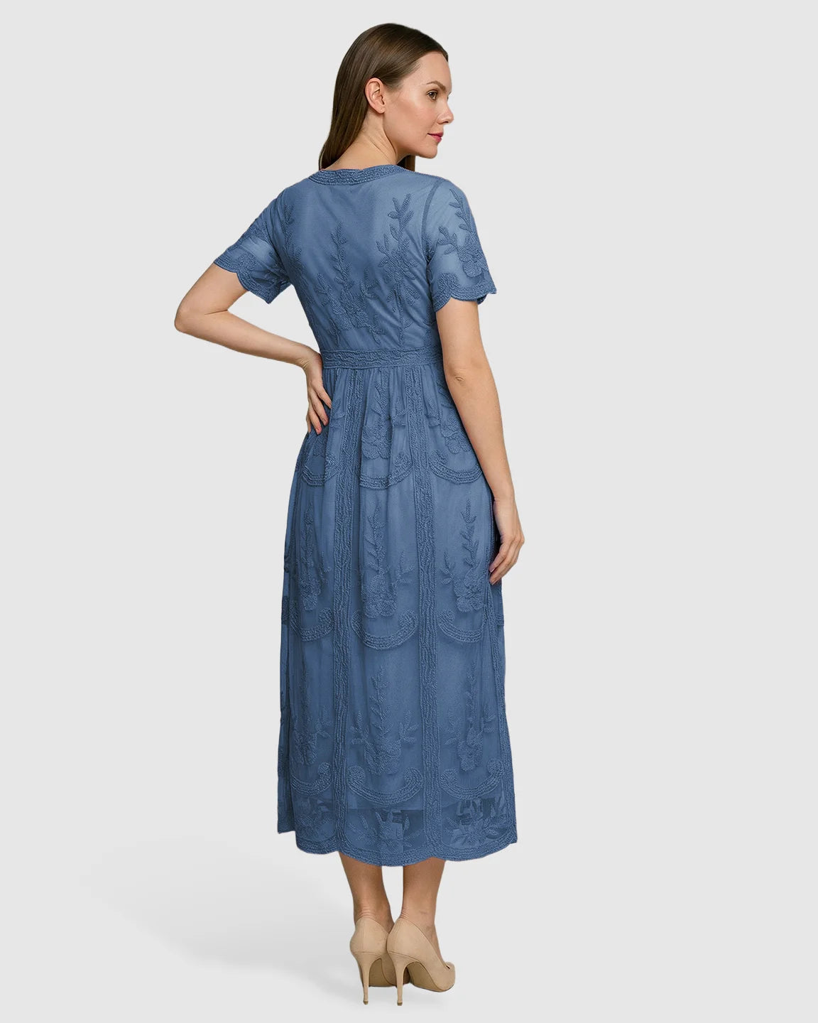 Lace Swing Maternity Midi Dress