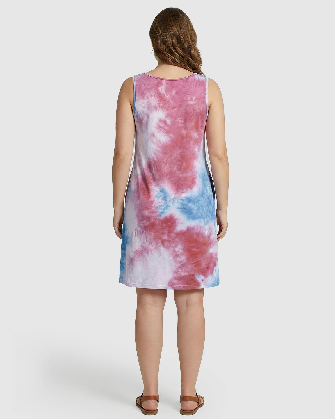 Sleeveless Tie-Dye A-Line Maternity Midi Dress