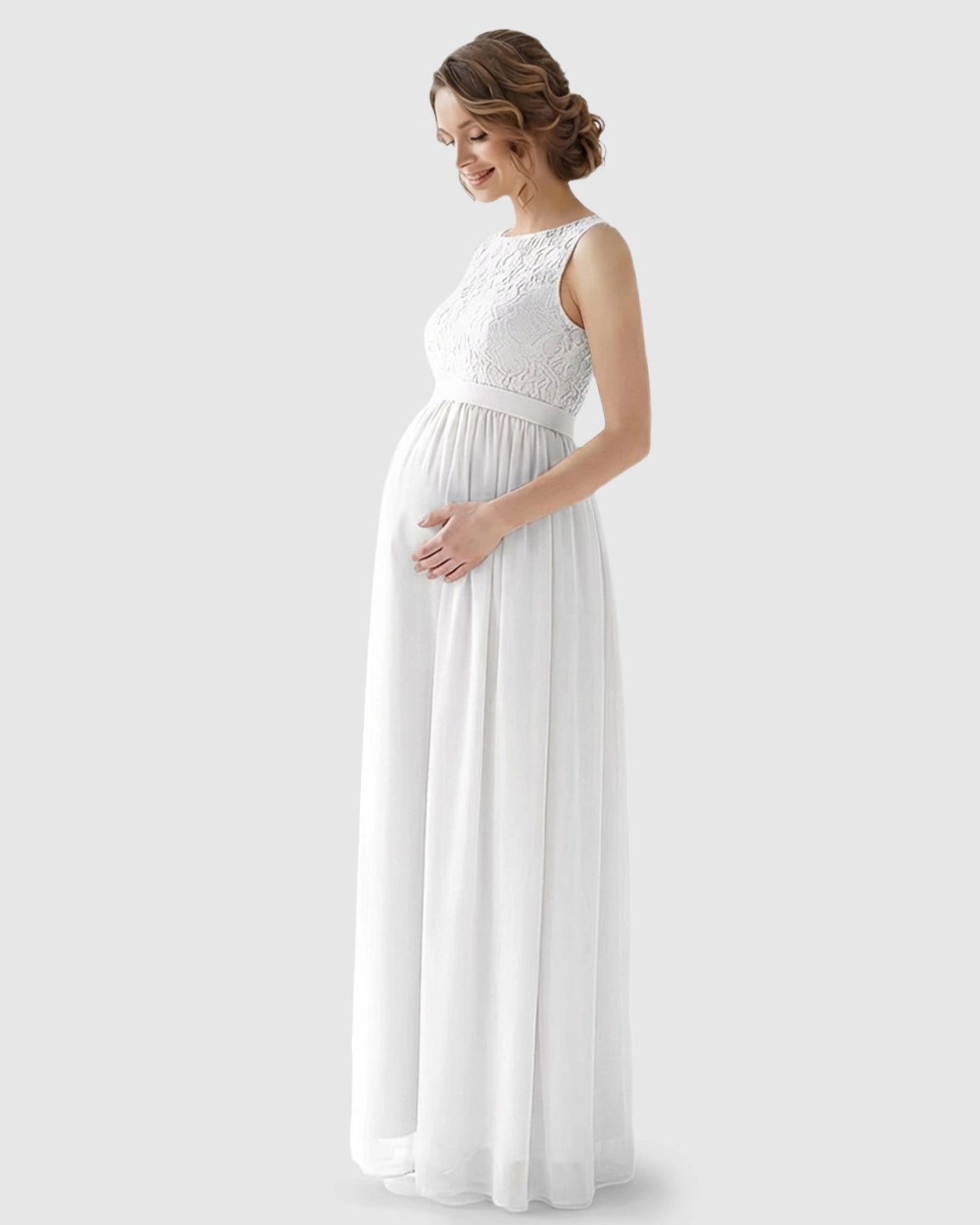 Lace Bodice Elegant Maternity Maxi Dress